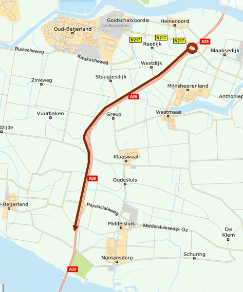 file op de A29 snelweg door het openen van de Haringvlietbrug